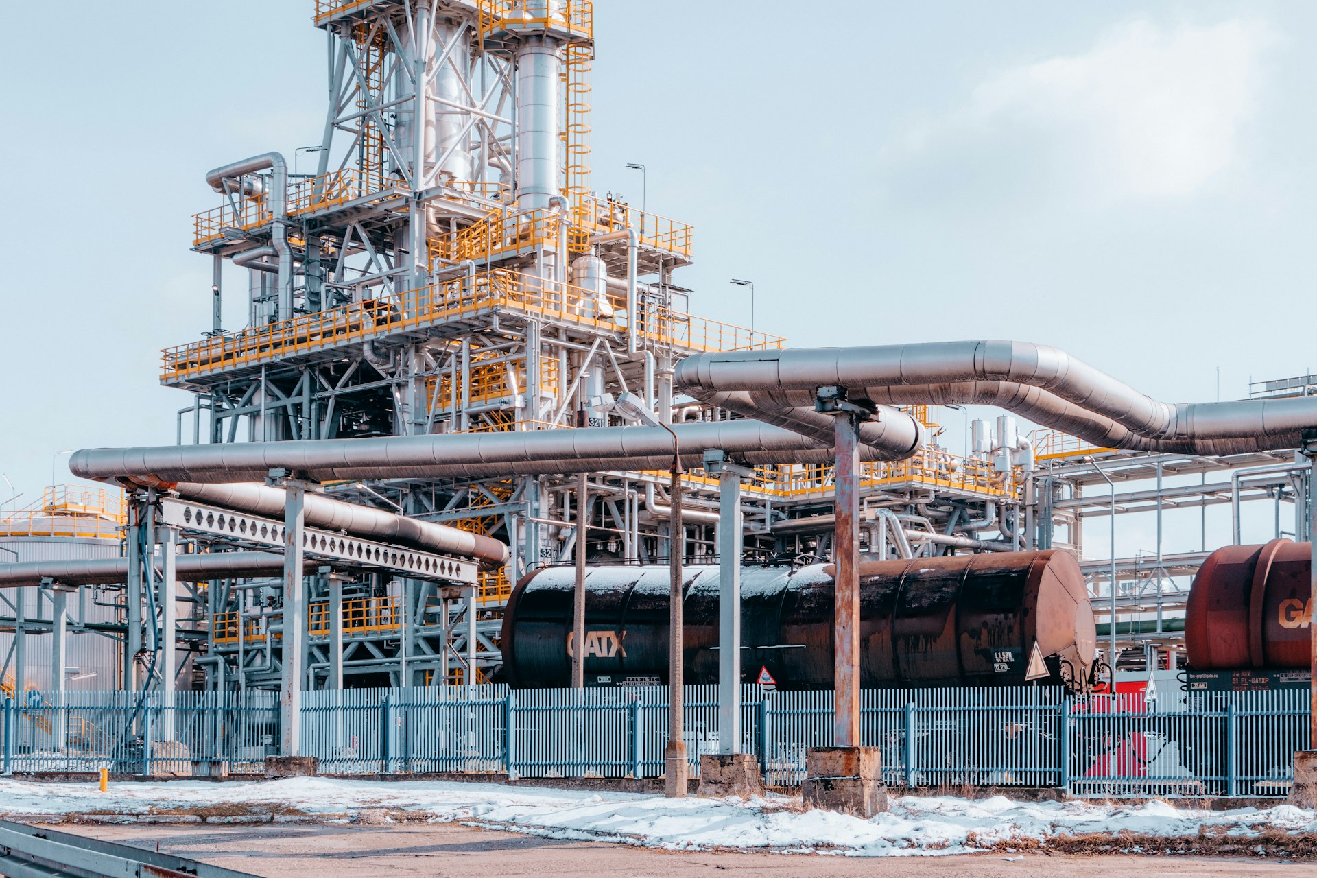 a large industrial plant with pipes and pipes
